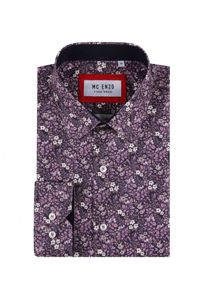 Chemise à motifs en coupe droite