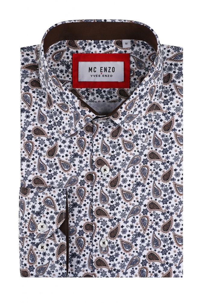 Patterned shirt comfort fit - White