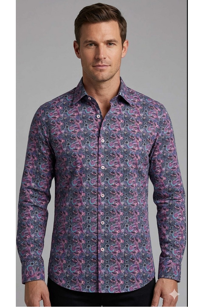 PAISLEY patterns shirt comfort fit