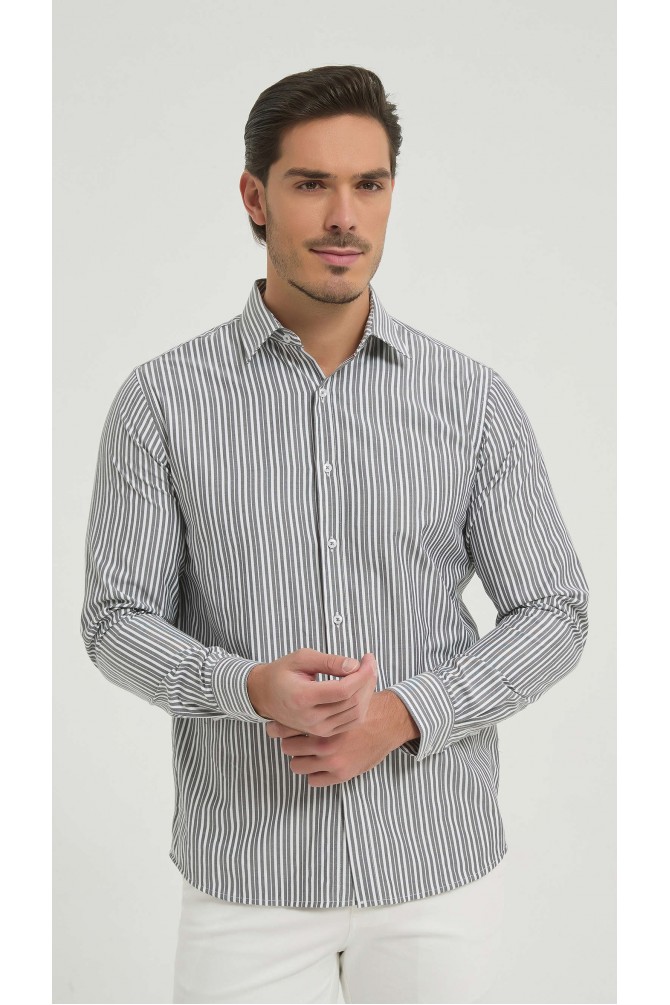 Chemise à rayures en coupe droite