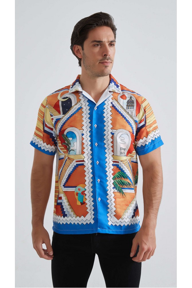 Patterned sleeveless shirt comfort fit