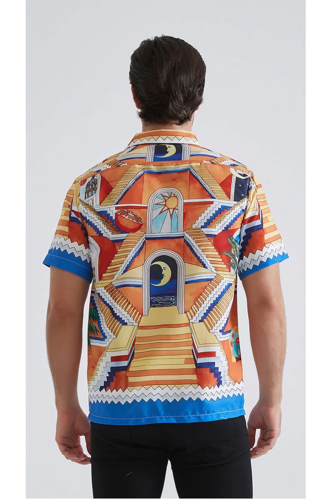Patterned sleeveless shirt comfort fit
