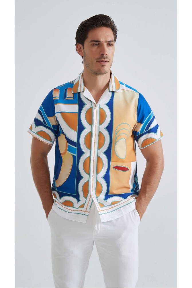 Patterned sleeveless shirt comfort fit