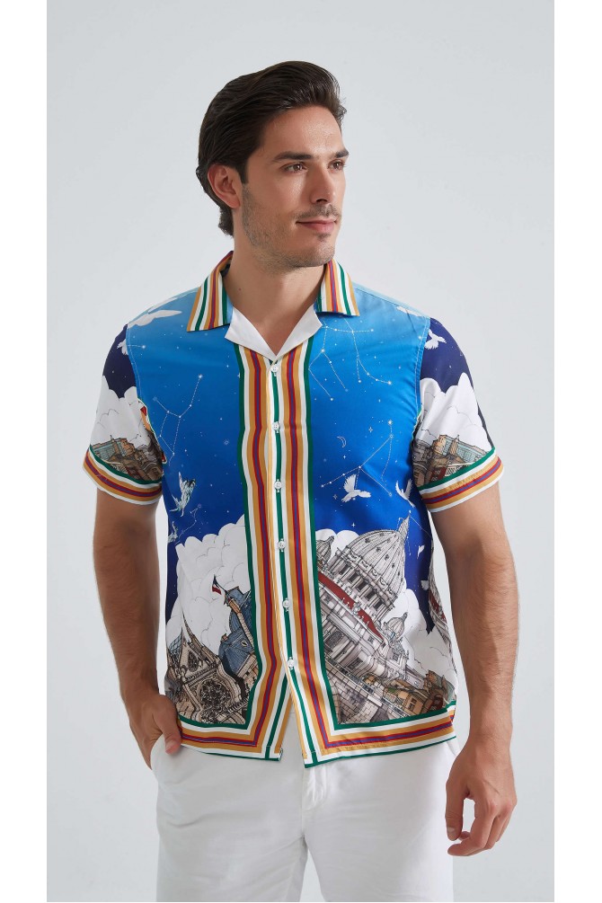Patterned sleeveless shirt comfort fit