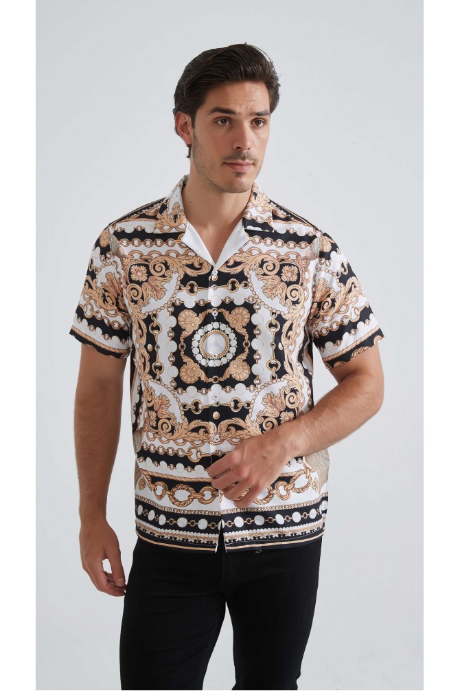 Patterned sleeveless shirt comfort fit