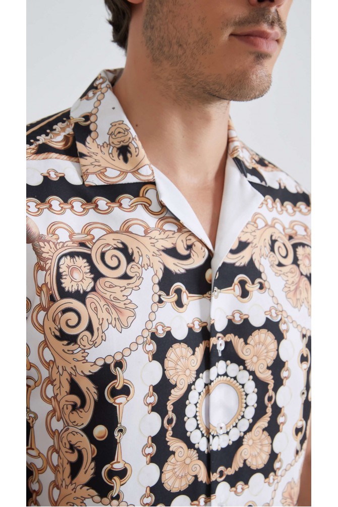Patterned sleeveless shirt comfort fit