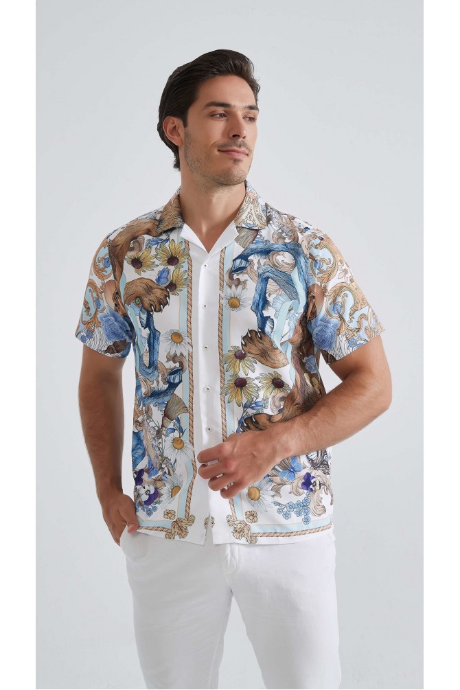 Patterned sleeveless shirt comfort fit