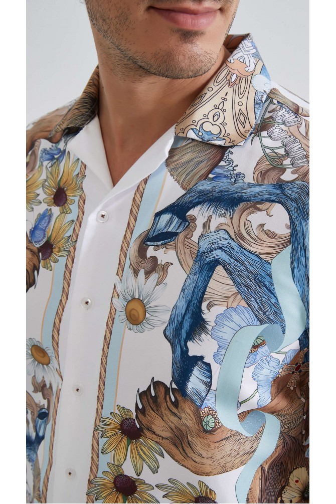 Patterned sleeveless shirt comfort fit