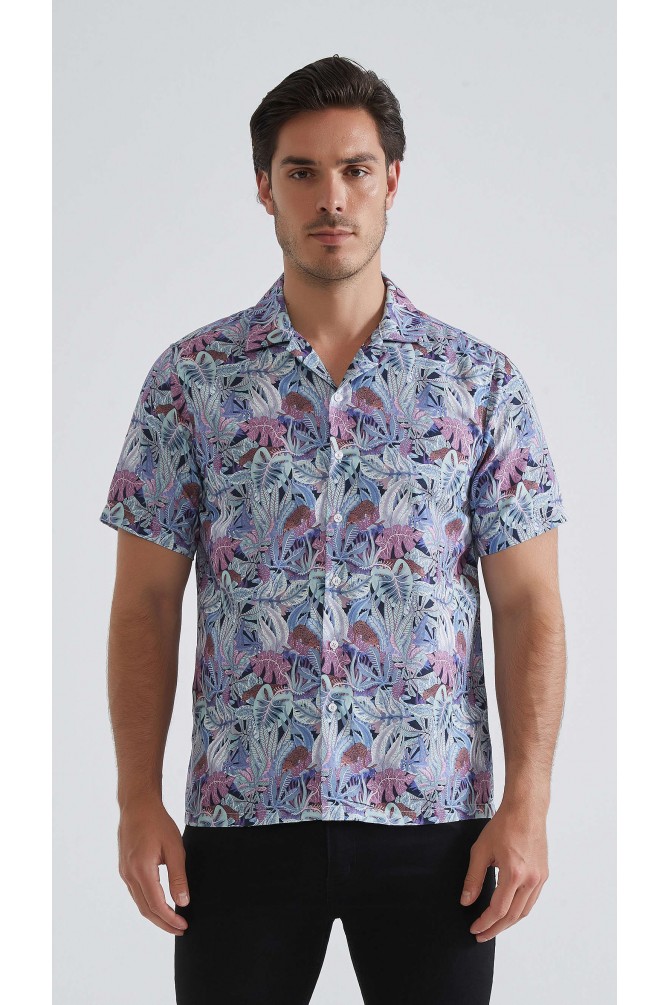 Patterned sleeveless shirt comfort fit