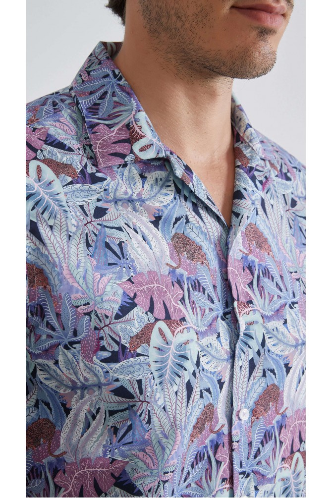 Patterned sleeveless shirt comfort fit