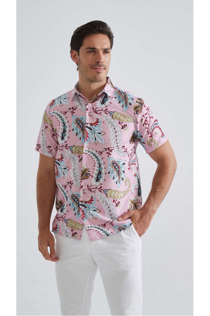 Patterned sleeveless shirt comfort fit - Pink
