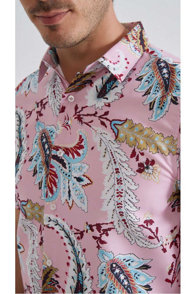 Patterned sleeveless shirt comfort fit - Pink