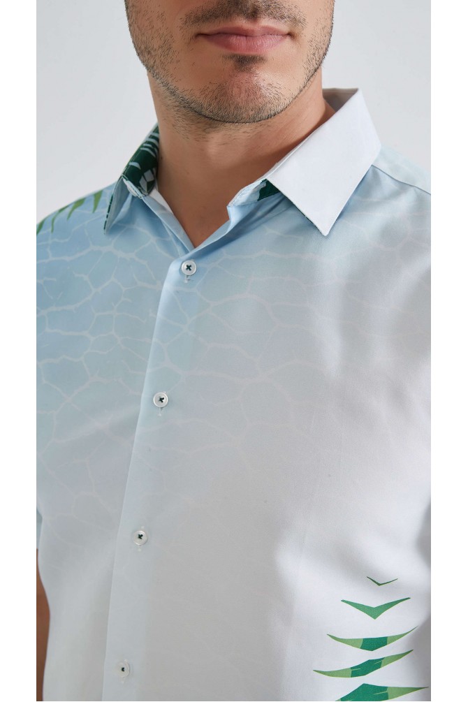 Patterned sleeveless shirt comfort fit - Blue