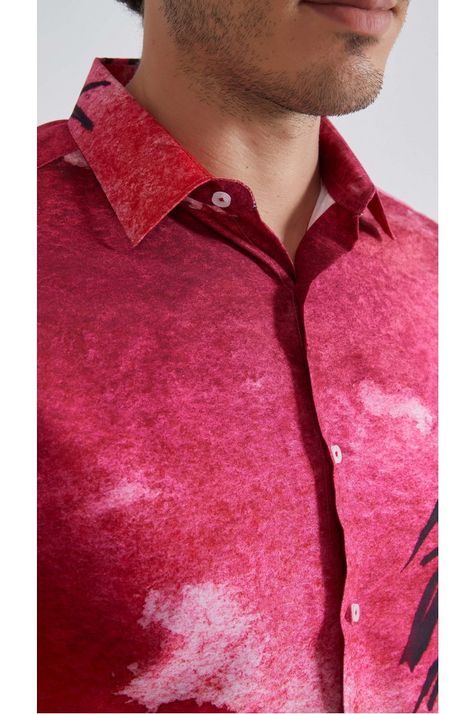 Patterned sleeveless shirt comfort fit - Pink