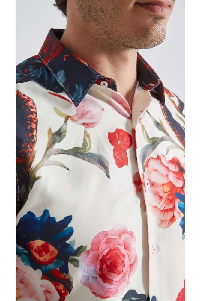 Patterned sleeveless shirt comfort fit - Blue