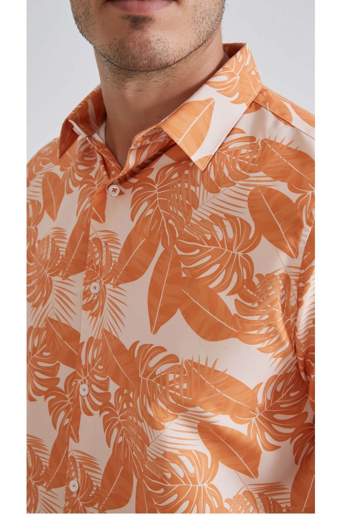 Patterned sleeveless shirt comfort fit - Orange