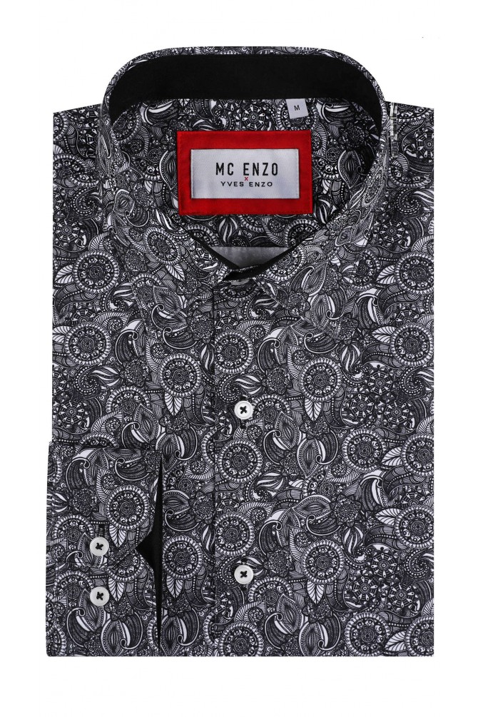 Chemise à motifs en slim fit - Noir