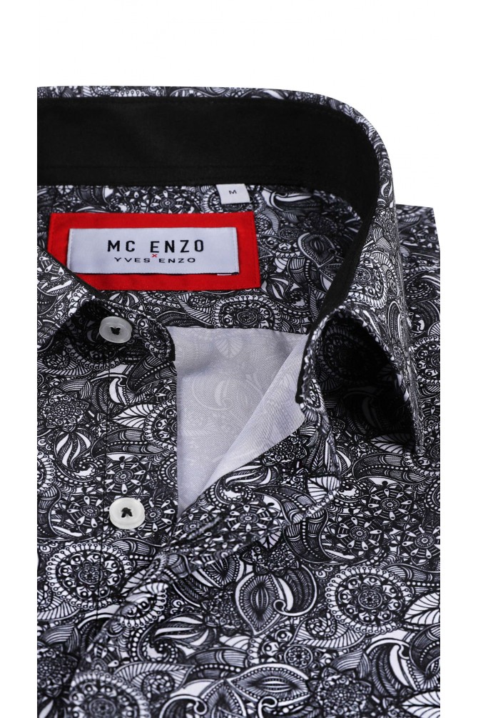 Chemise à motifs en slim fit - Noir