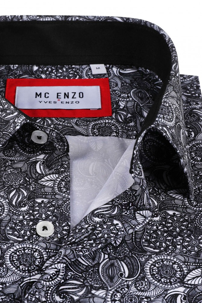 Patterned shirt in slim fit - Black