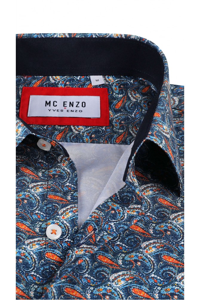 Chemise à motifs en slim fit - Bleu