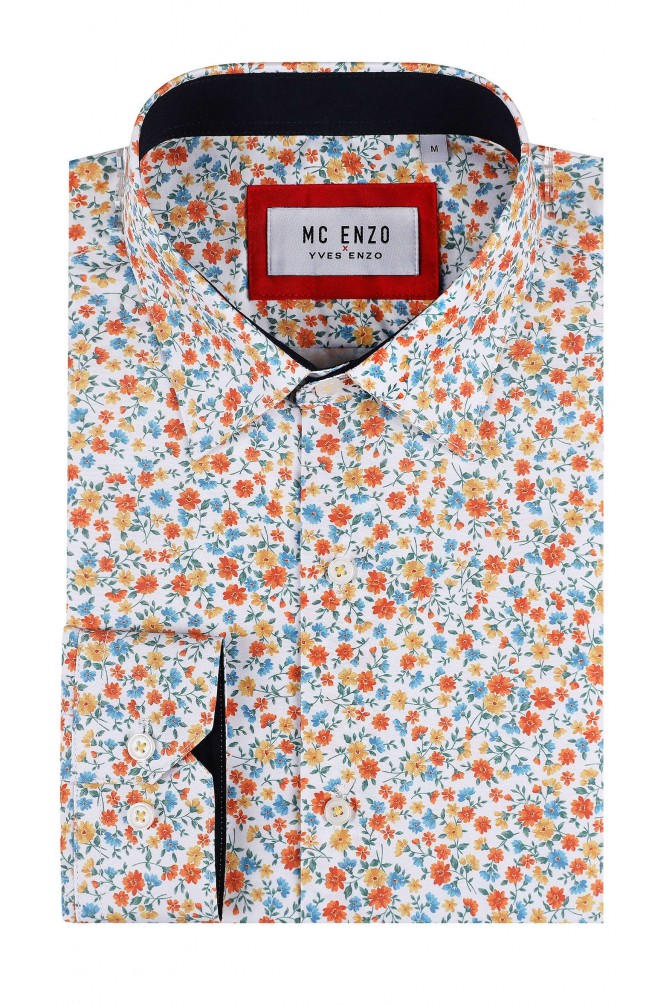 Chemise à motifs en slim fit - Blanc