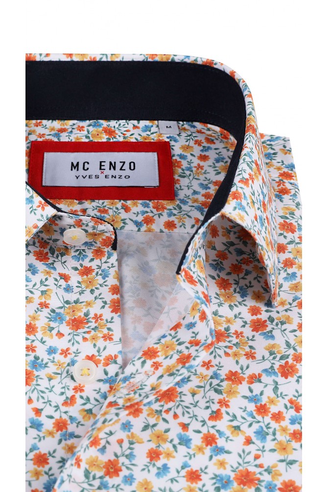 Chemise à motifs en slim fit - Blanc