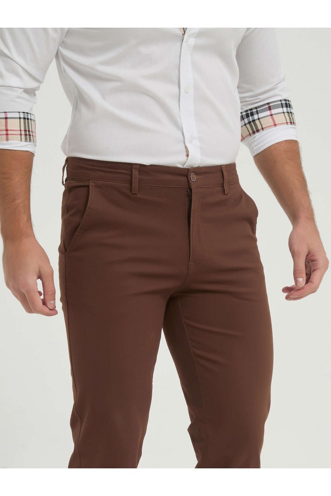 Pantalon chino coupe confort - Marron