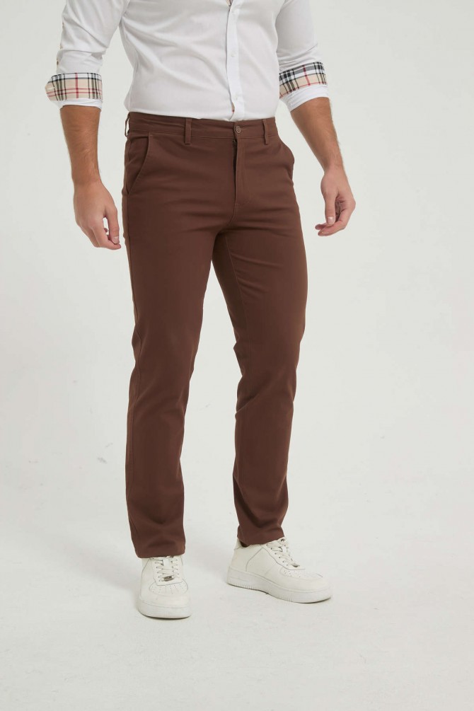 Pantalon chino coupe confort - Marron