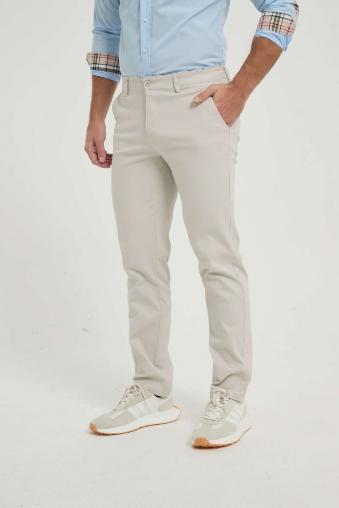 Pantalon chino coupe confort - Gris perle