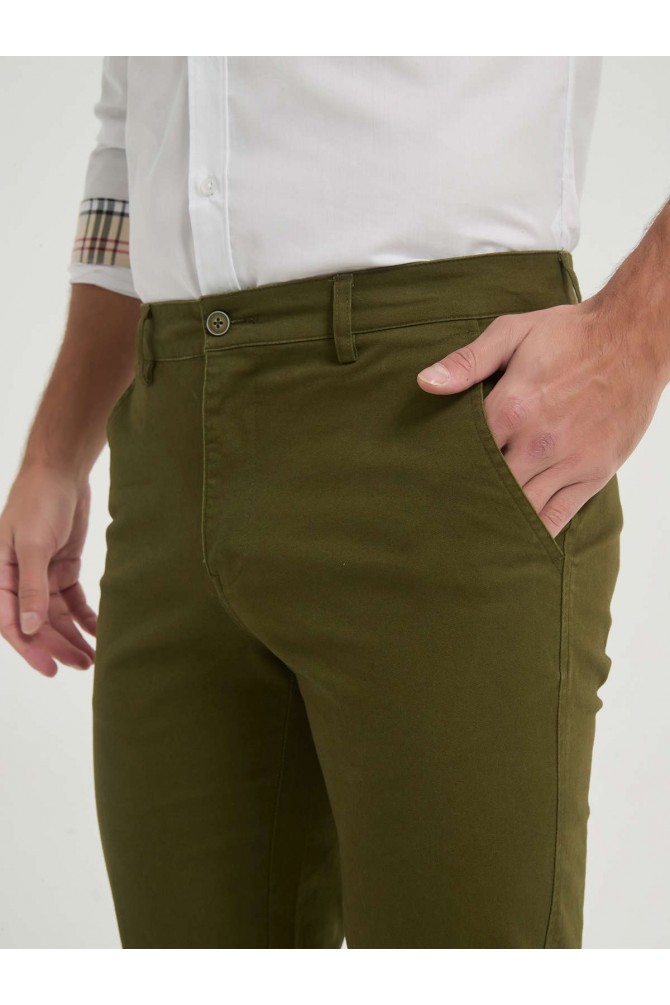 Pantalon chino coupe confort - Vert kaki