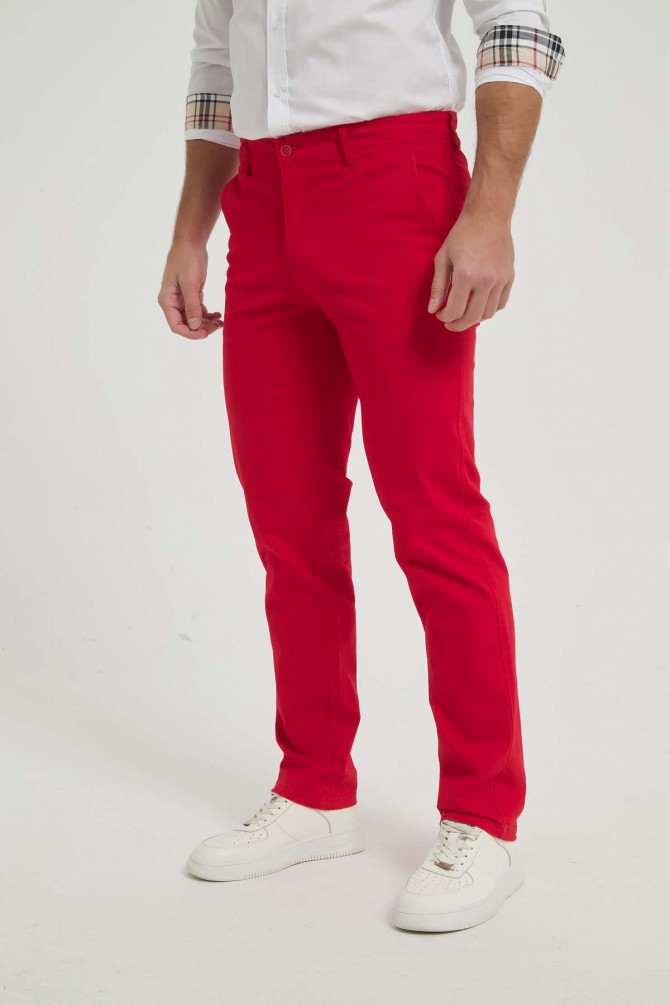 Pantalon chino coupe confort - Rouge