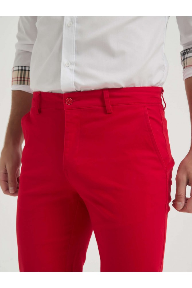 Pantalon chino coupe confort - Rouge
