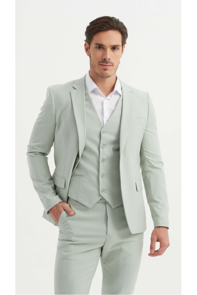 Costume 3 pièces en vert sauge