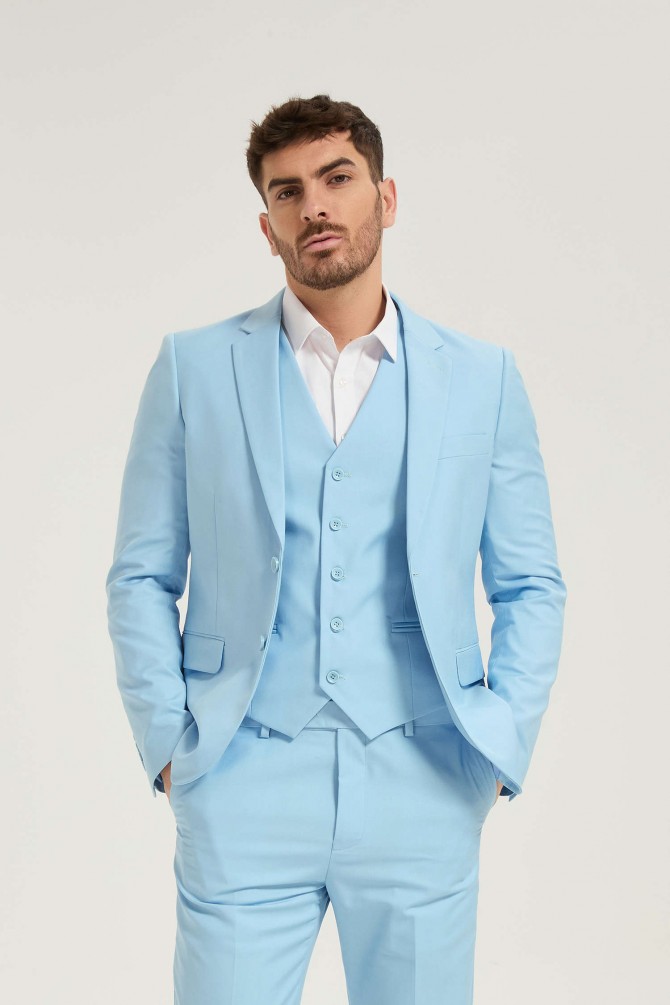 3 pieces suit in sky blue