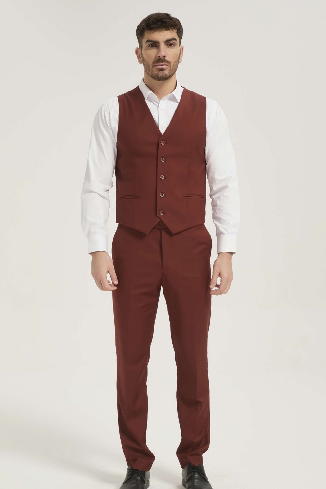 3 pieces suit in terracotta