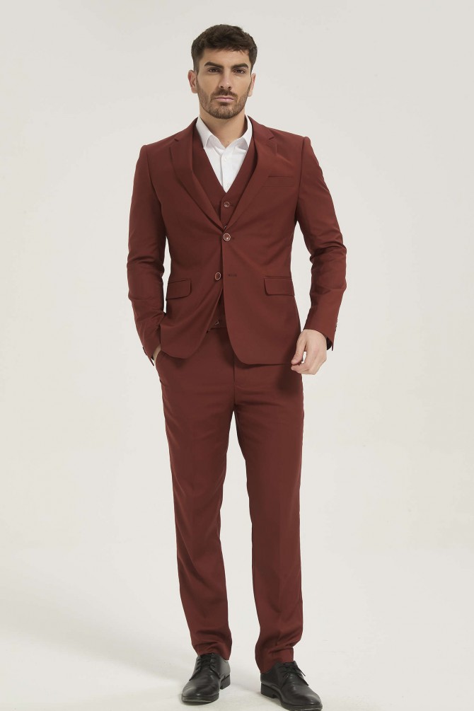 3 pieces suit in terracotta