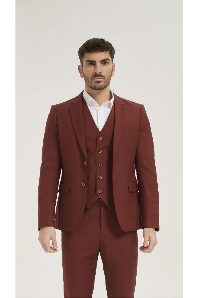 Costume 3 pièces en terracotta