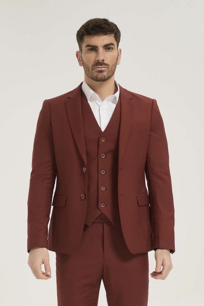 3 pieces suit in terracotta