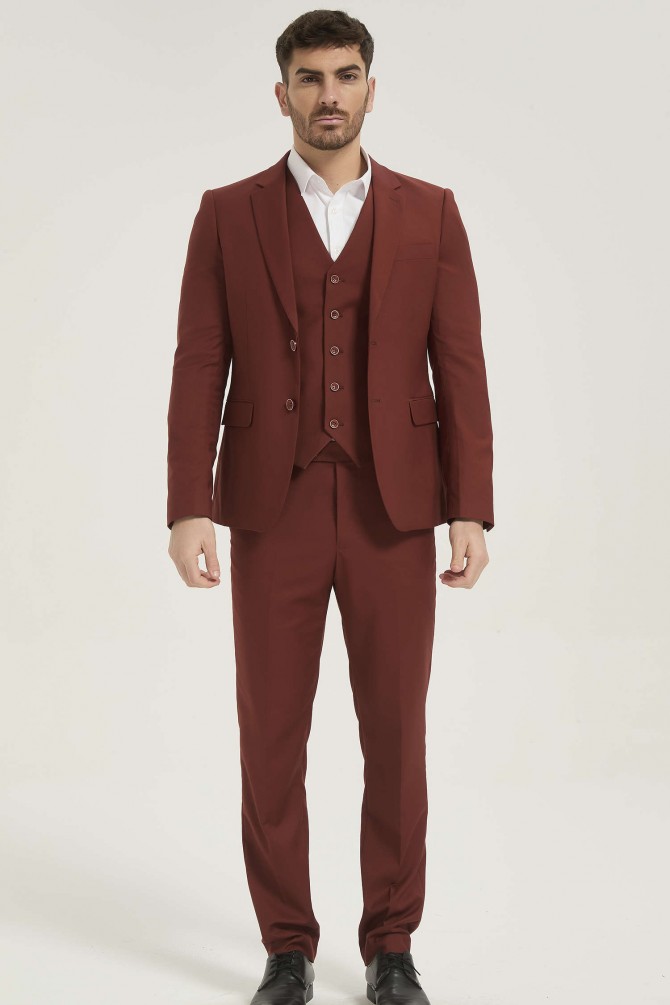 3 pieces suit in terracotta