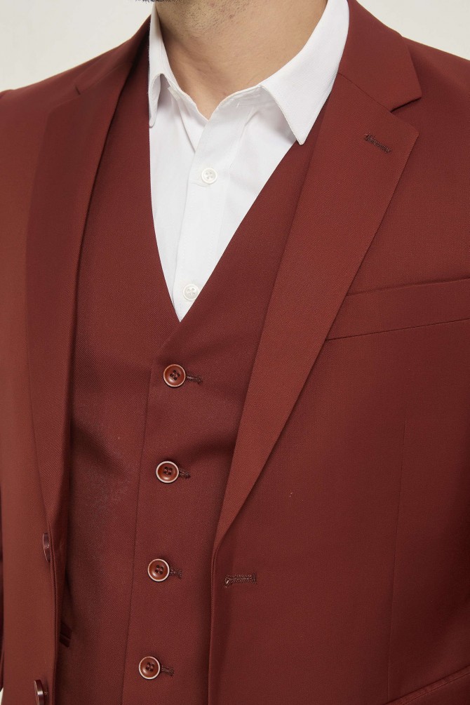 3 pieces suit in terracotta