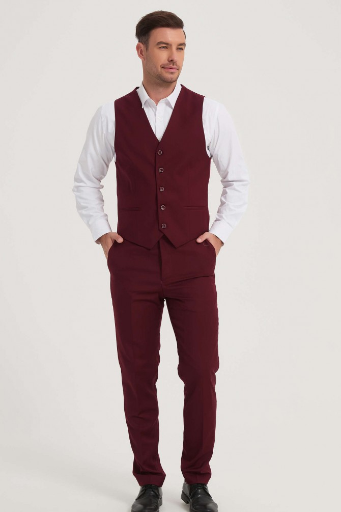 3 pieces suit in burgundy