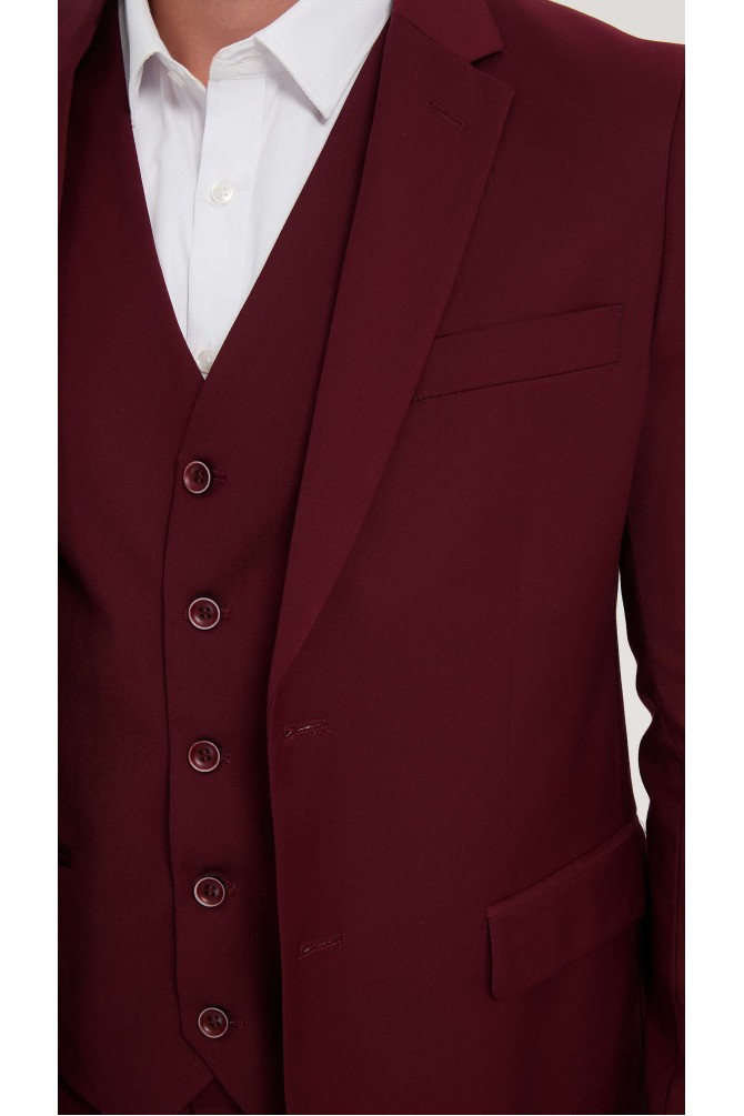 Costume 3 pièces en bordeaux