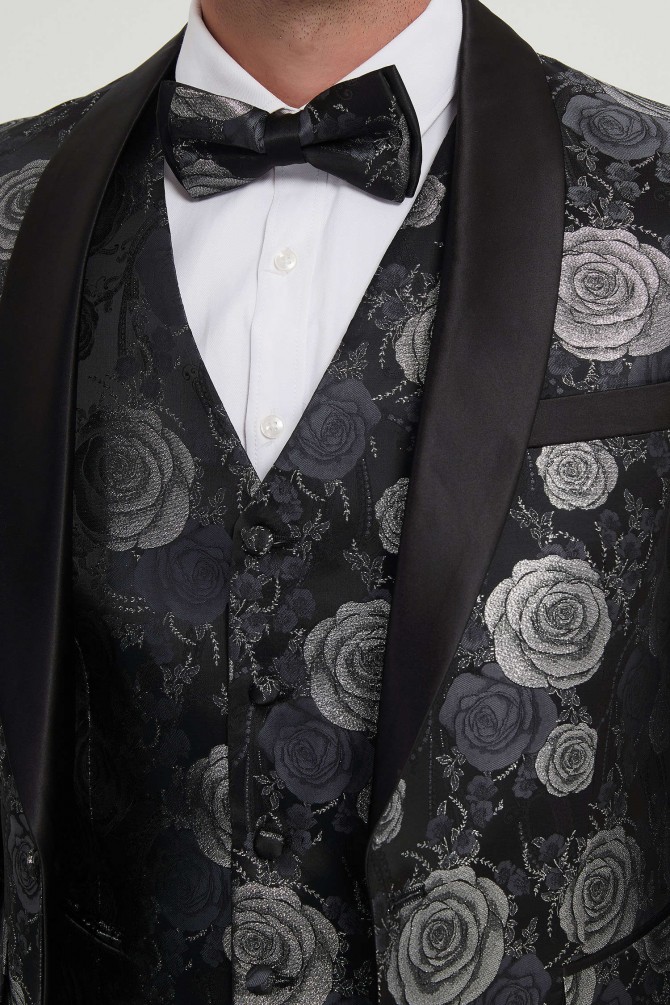 3 pieces patterned tuxedo in black & white