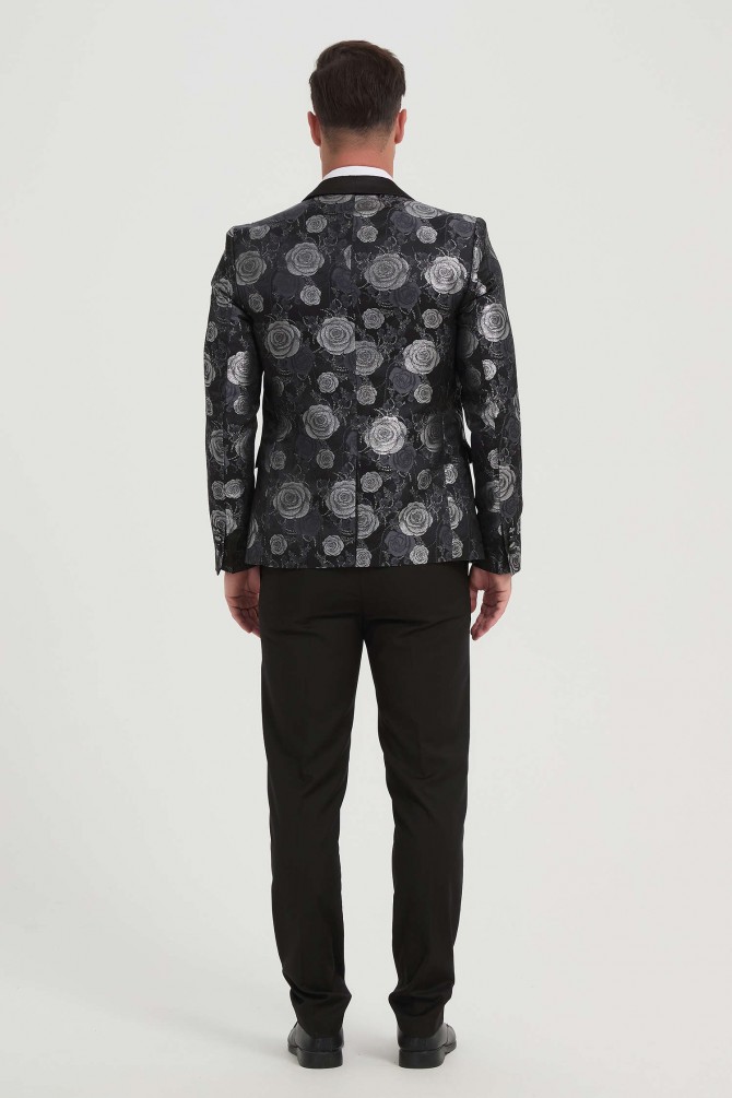 3 pieces patterned tuxedo in black & white