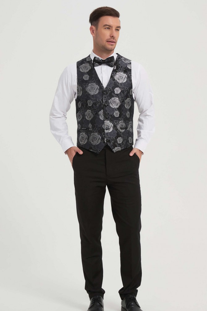 3 pieces patterned tuxedo in black & white