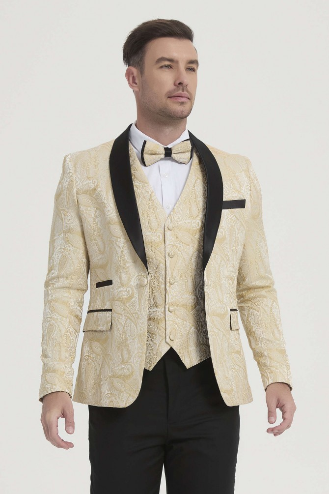 3 pieces patterned tuxedo in beige