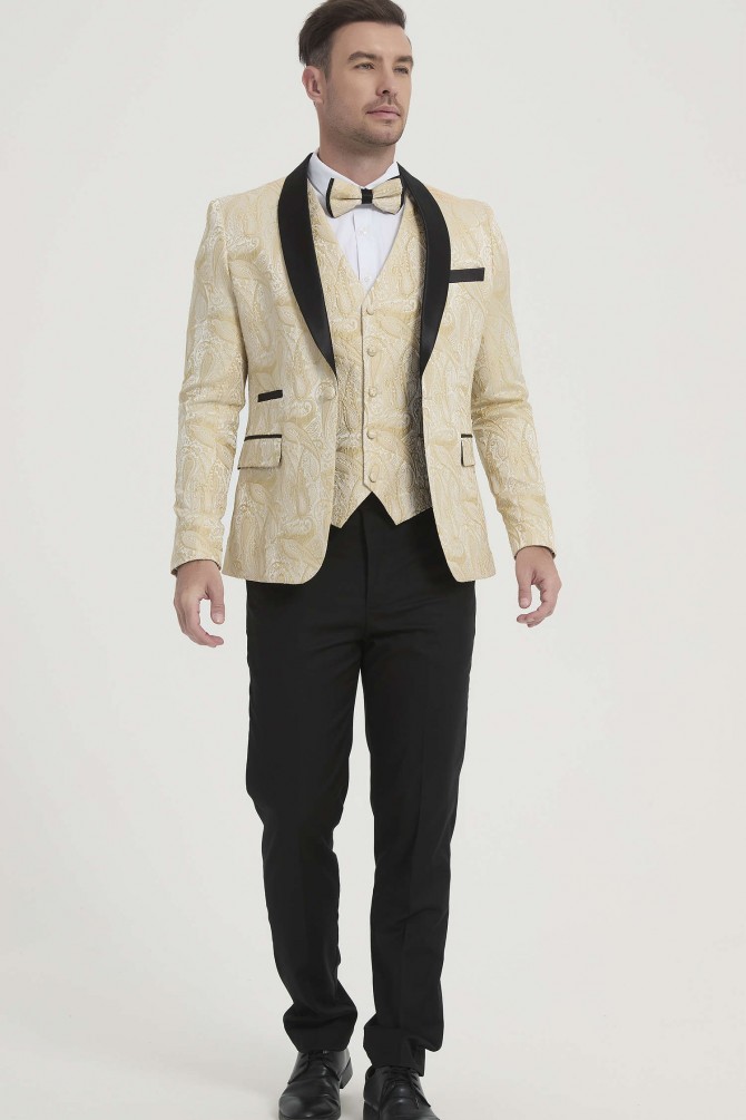 3 pieces patterned tuxedo in beige
