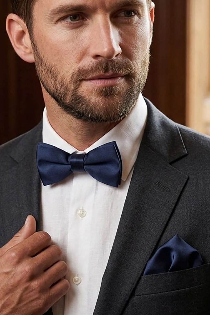 Prints bow tie in box & pocket square