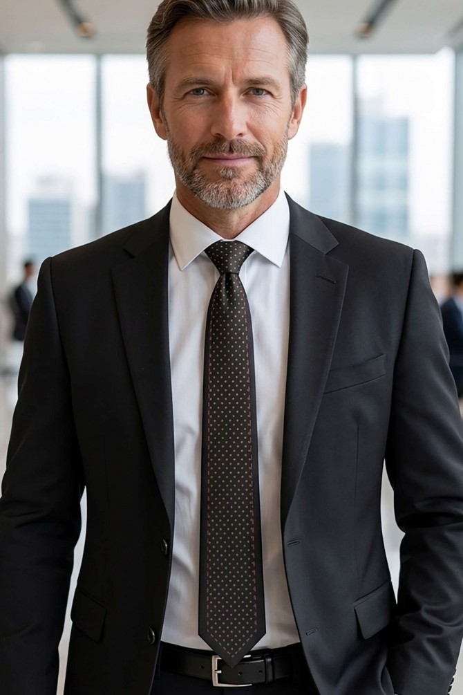 Black printed tie