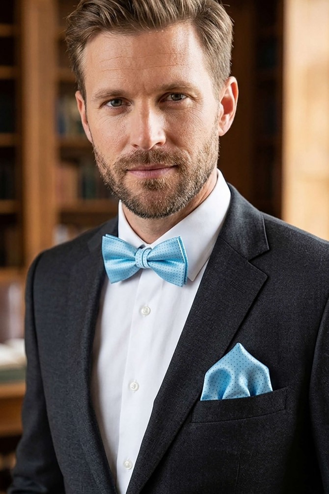 Prints bow tie in box & pocket square